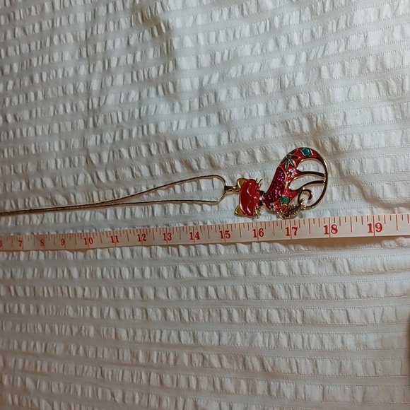 Cute Cloisonne Style Colourful Cat with Fish Charm Necklace - Picture 7 of 7